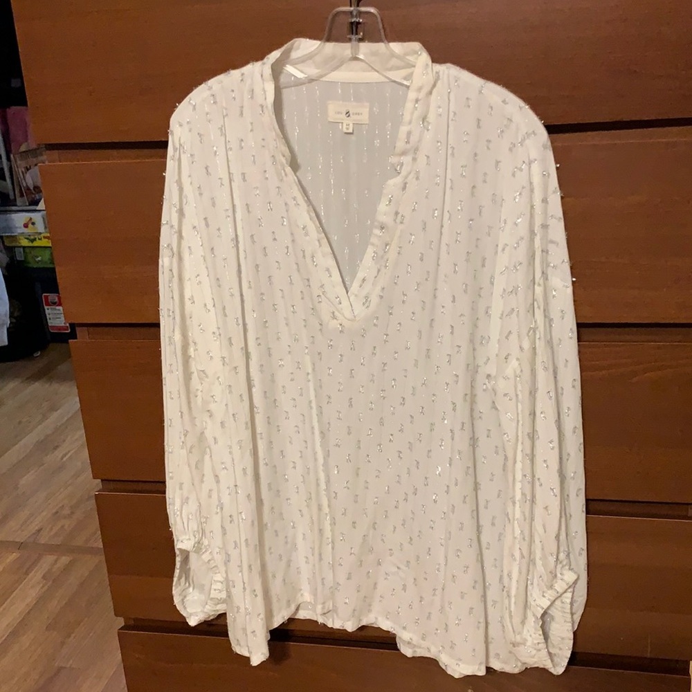 Lou & Grey lightweight blouse with metallic shimmer detail